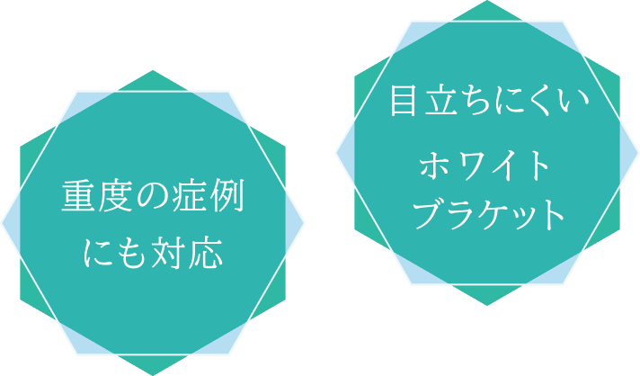 目立ちにくいセラミックブラケット / 重度の症例にも対応