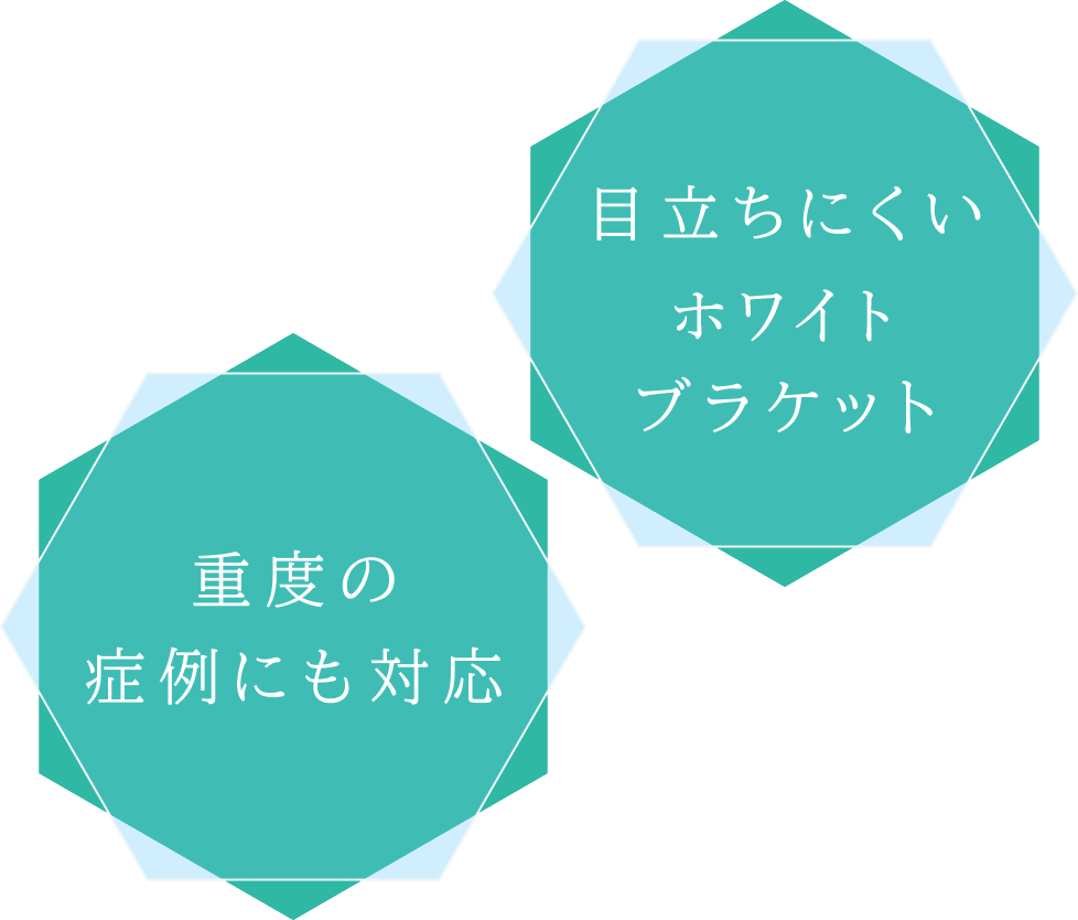 目立ちにくいセラミックブラケット / 重度の症例にも対応